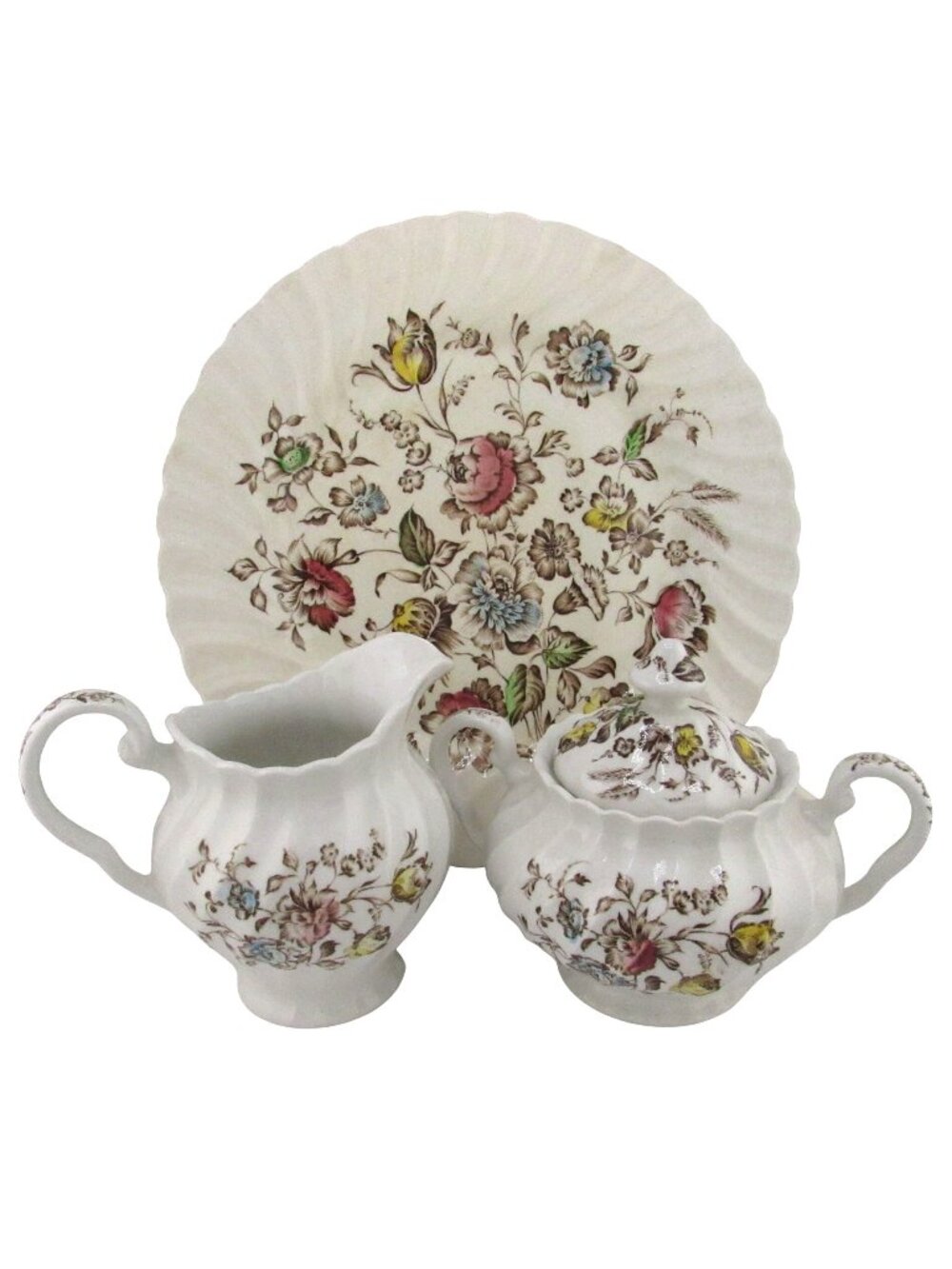Creamer & Sugar Bowl Set STAFFORDSHIRE BOUQUET Johnson Bro. England Tea Party